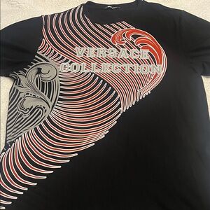 Versace Collection Black Tee with Red and White Accents